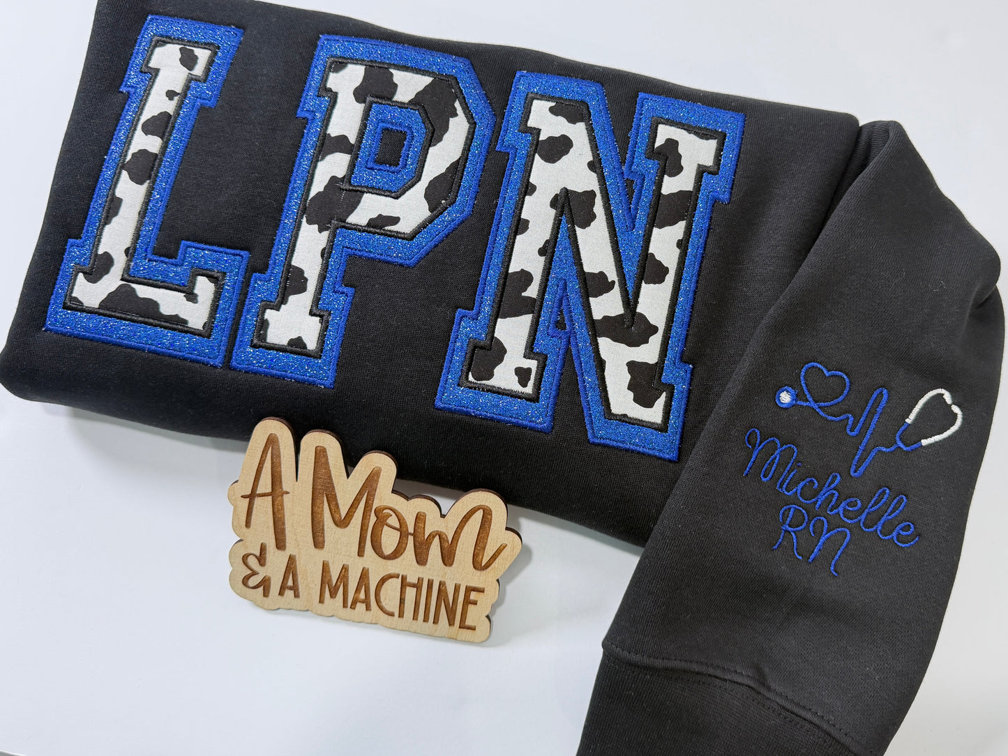 Glittered Applique Healthcare Sweatshirt | RN, CNA, MA, RDH, CDA