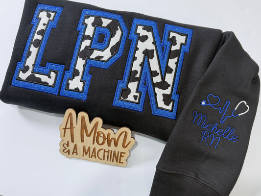 Glittered Applique Healthcare Sweatshirt | RN, CNA, MA, RDH, CDA