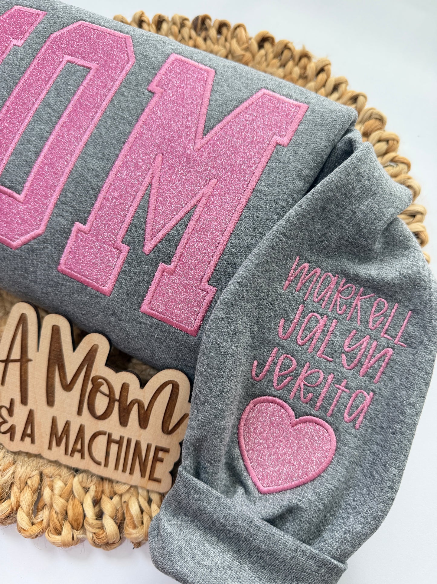 Personalized Glitter Applique Sweatshirt | MAMA, GIGI, AUNTIE, GRANNY