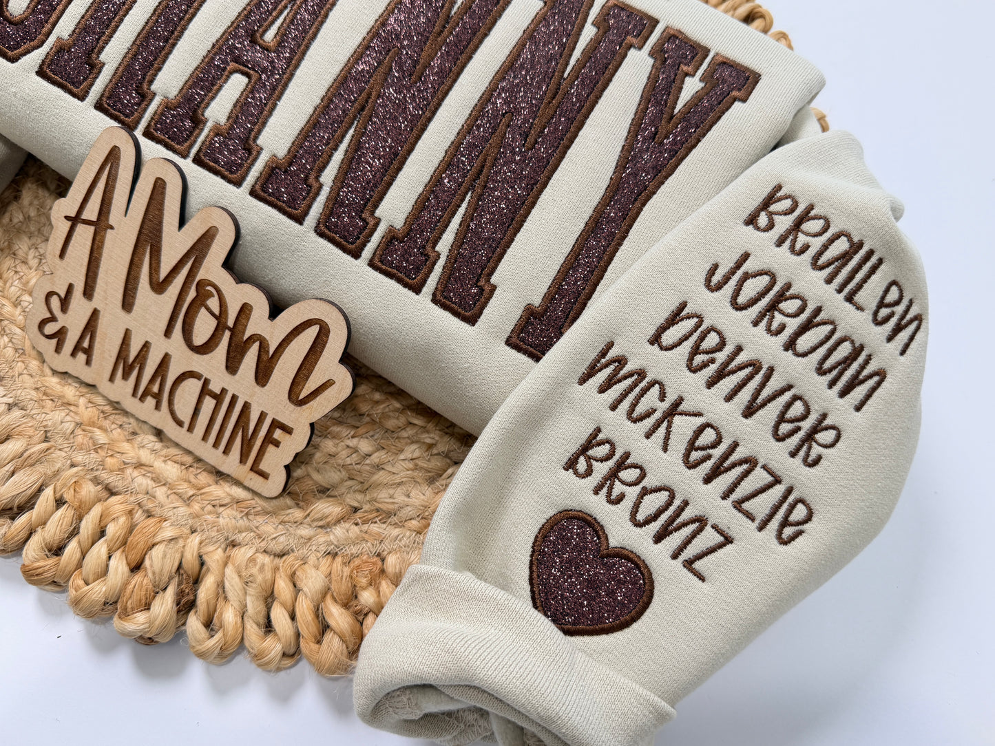 Personalized Glitter Applique Sweatshirt | MAMA, GIGI, AUNTIE, GRANNY